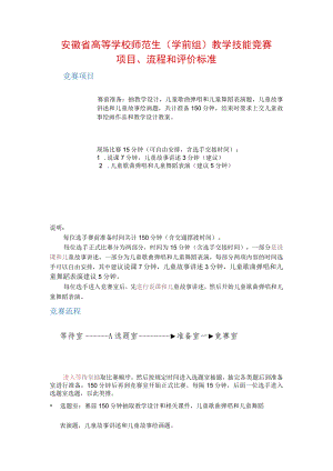 安徽省高等学校师范生学前组教学技能竞赛项目、流程和评价标准.docx