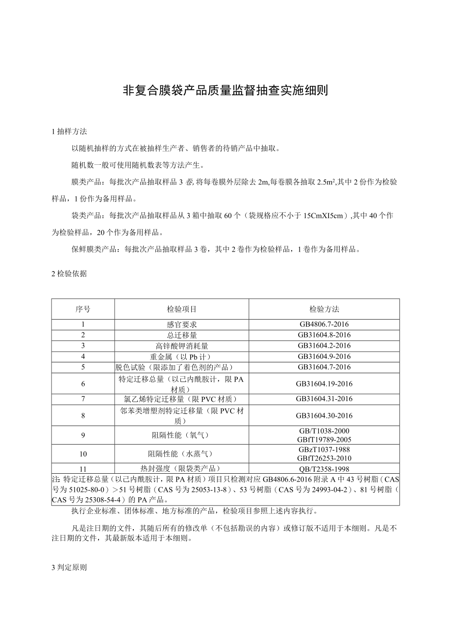 非复合膜袋产品质量监督抽查实施细则.docx_第1页
