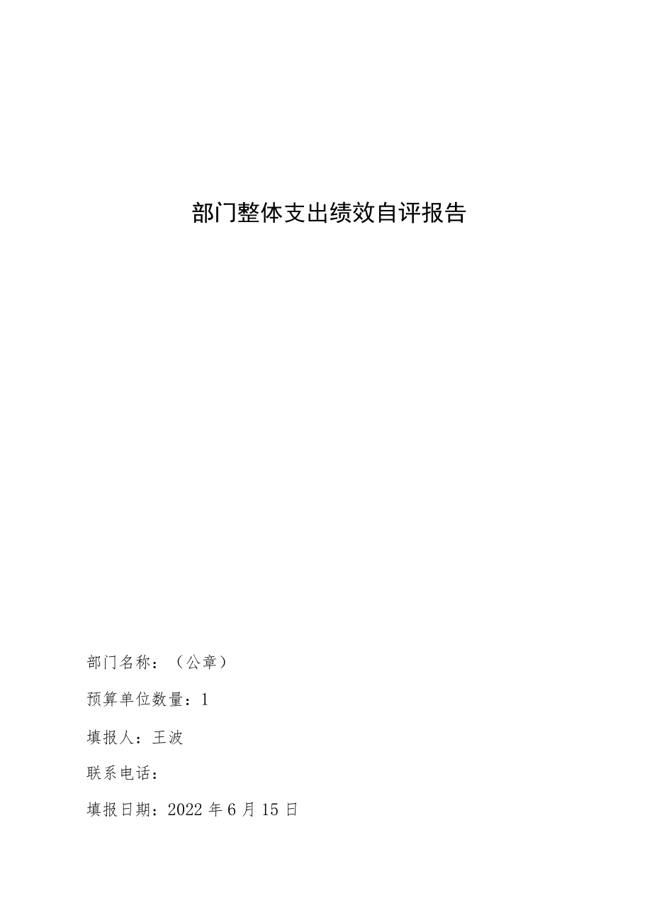 部门整体支出绩效自评报告.docx_第1页