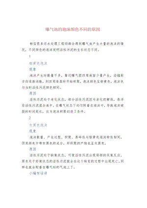 污水处理-曝气池的泡沫颜色不同的原因.docx