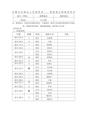 近期安全稳定工作值班表.docx
