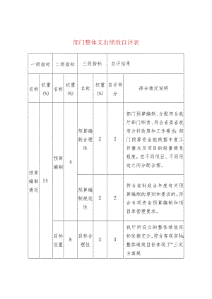 部门整体支出绩效自评表.docx