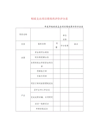 财政支出项目绩效再评价评分表.docx