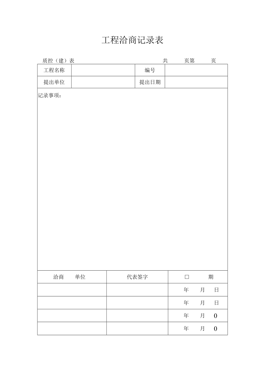 工程洽商记录表.docx_第1页