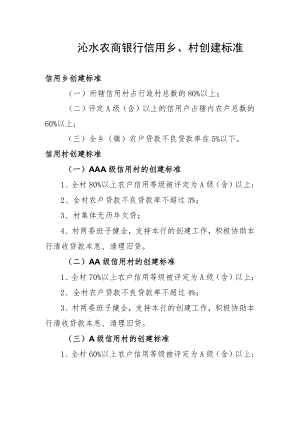 沁水农商银行信用乡、村创建标准.docx