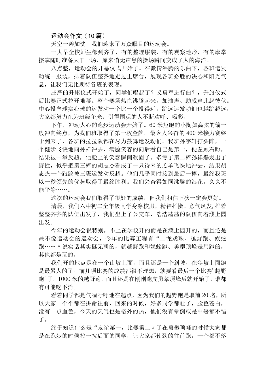 运动会作文(10篇)范文精选.docx_第1页