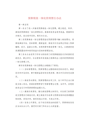 预算绩效一体化管理暂行办法.docx