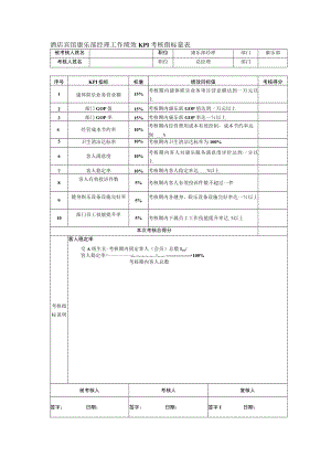 酒店宾馆康乐部经理工作绩效KPI考核指标量表.docx