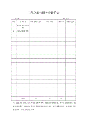 工程总承包服务费计价表.docx