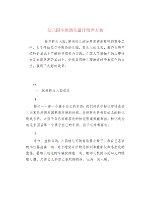 幼儿园小班幼儿最佳培养方案.docx