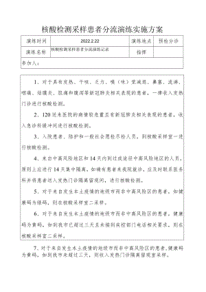 核酸检测采样患者分流演练实施方案.docx