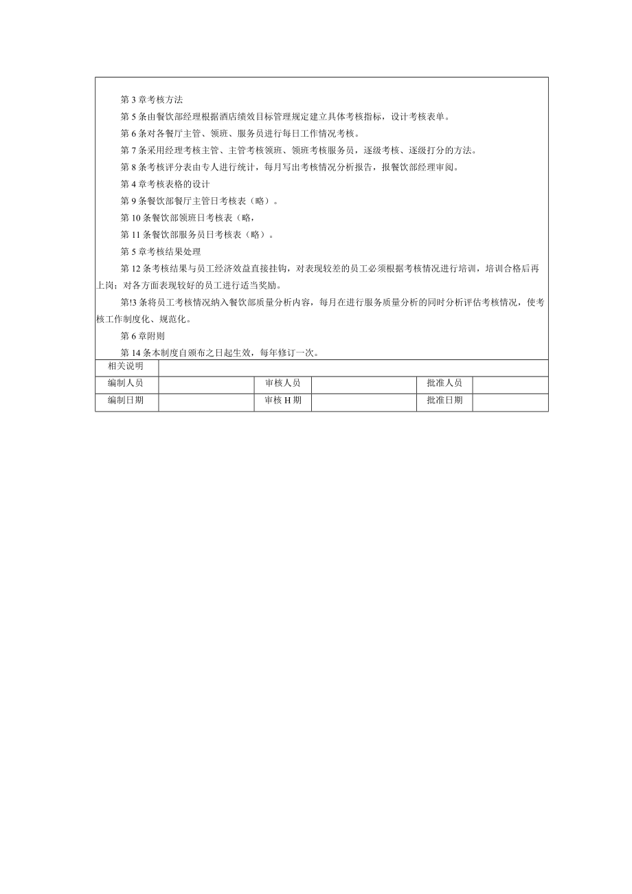 酒店宾馆餐饮部绩效KPI考核管理制度.docx_第2页