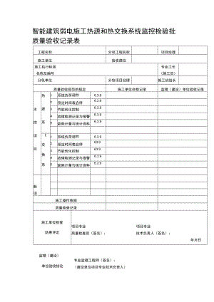 智能建筑弱电施工热源和热交换系统监控检验批质量验收记录表.docx