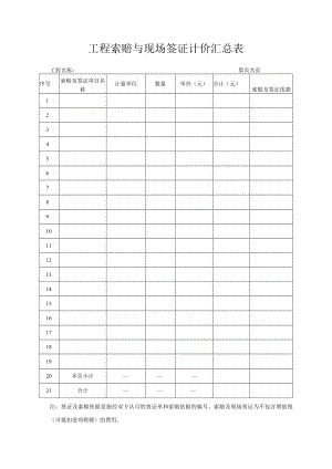 工程索赔与现场签证计价汇总表.docx