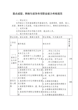 面点成型、熟制与装饰专项职业能力考核规范.docx