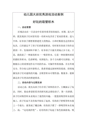 幼儿园大班优秀游戏活动案例好玩的吸管积木.docx