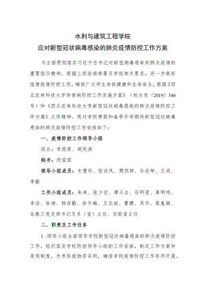 水利与建筑工程学院应对新型冠状病毒感染的肺炎疫情防控工作方案.docx