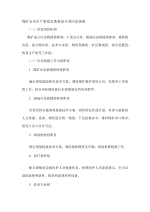 煤矿安全生产事故瓦斯事故专项应急预案.docx