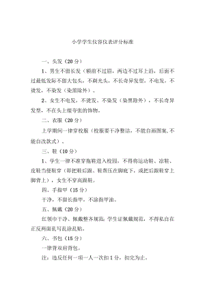 小学学生仪容仪表评分标准.docx