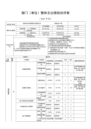 部门单位整体支出绩效自评表.docx