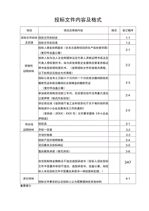 项目投标文件内容及格式表.docx