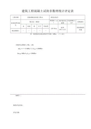 建筑工程混凝土试块非数理统计评定表.docx