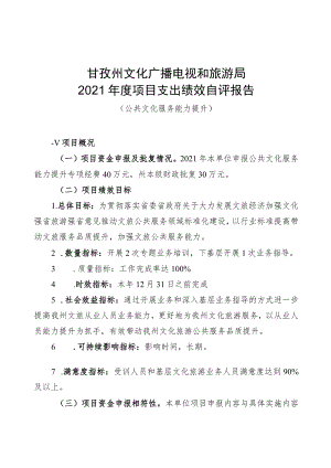 甘孜州文化广播电视和旅游局2021年度项目支出绩效自评报告.docx