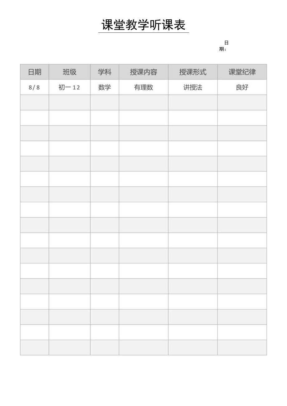 课堂教学听课记录表.docx_第1页