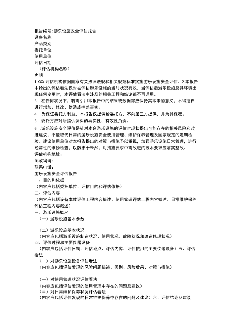 游乐设施安全评估报告(格式).docx_第1页