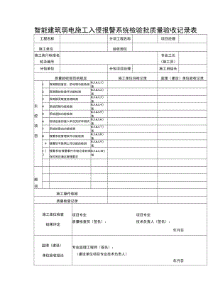 智能建筑弱电施工入侵报警系统检验批质量验收记录表.docx