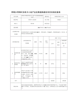 雨碌乡雨碌村多梳卡小组产业发展道路建设项目实施批复表.docx