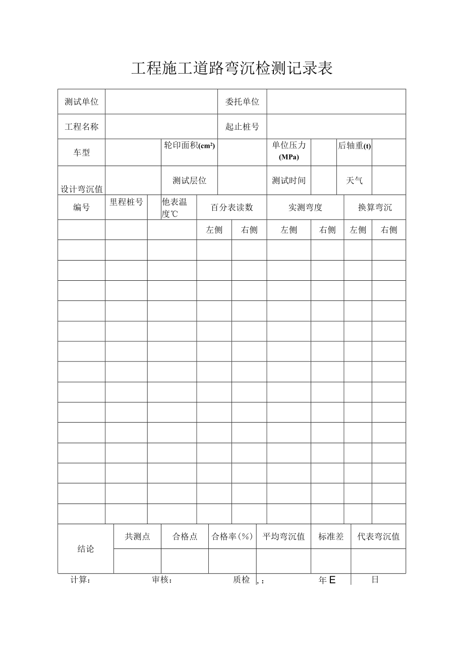 工程施工道路弯沉检测记录表.docx_第1页