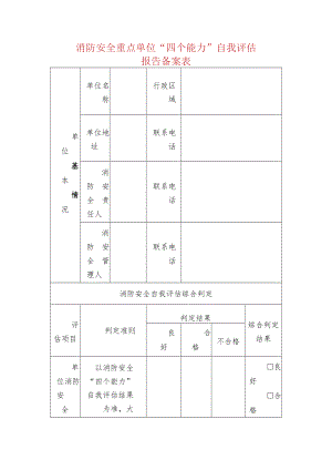 消防安全重点单位“四个能力”自我评估报告备案表.docx