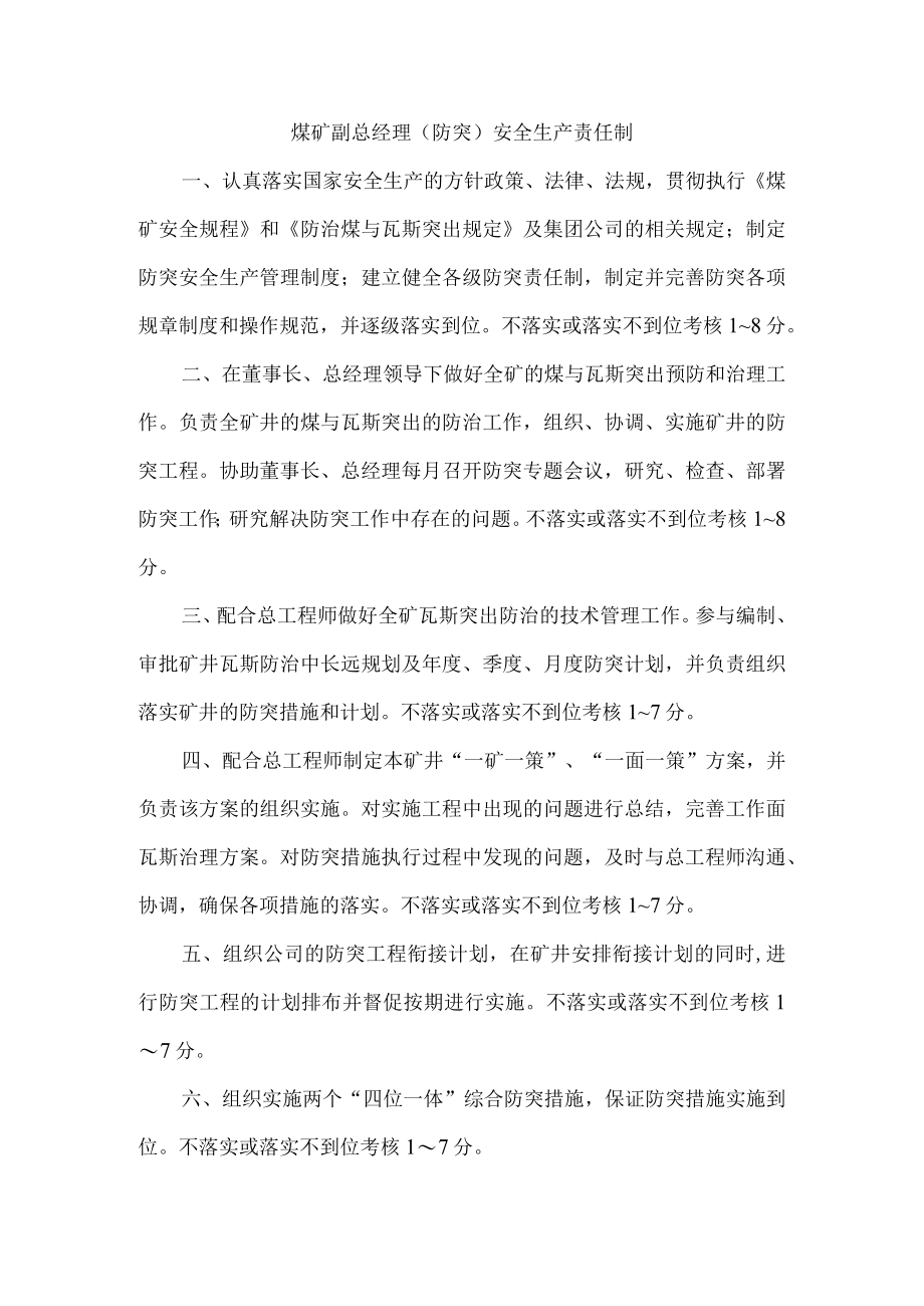 煤矿副总经理(防突)安全生产责任制.docx_第1页
