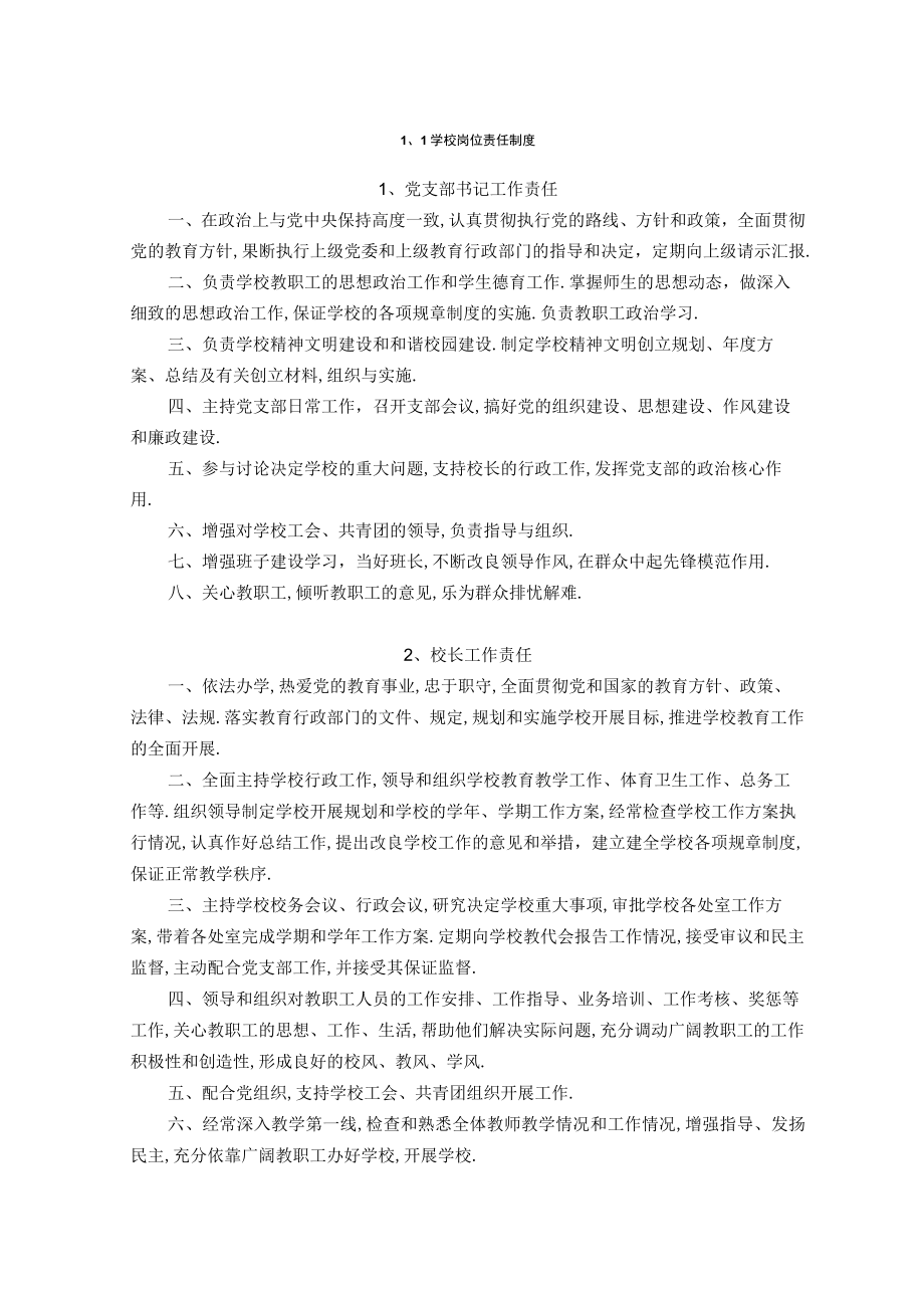 岗位职责学校各岗位说明书.docx_第1页