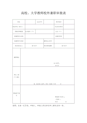高校、大学教师校外兼职审批表.docx