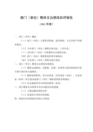 部门单位整体支出绩效自评报告.docx