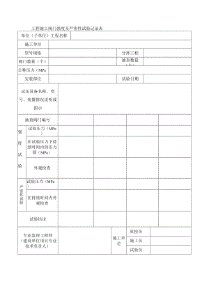 工程施工阀门强度及严密性试验记录表.docx