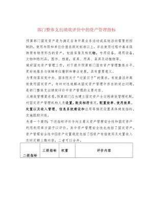 部门整体支出绩效评价中的资产管理指标.docx