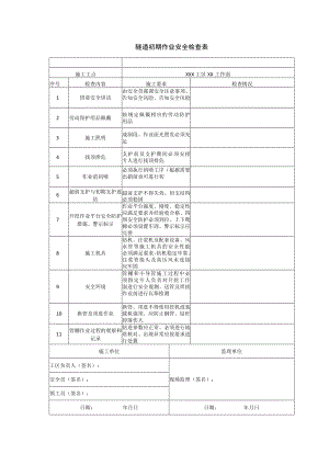 隧道初期作业安全检查表.docx