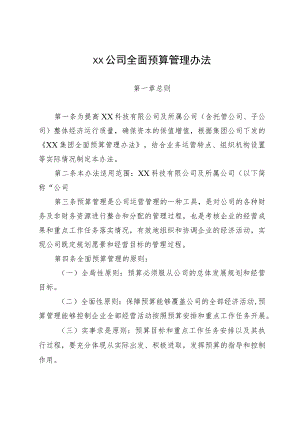 xx公司全面预算管理办法.docx