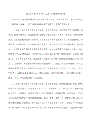 推进干部能上能下工作进展情况汇报.docx