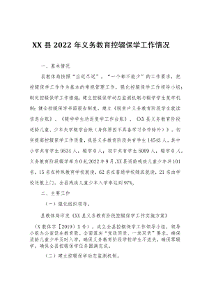 XX县2022年义务教育控辍保学工作情况.docx