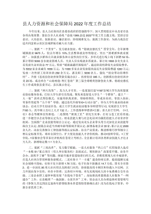 县人力资源和社会保障局2022年度工作总结.docx