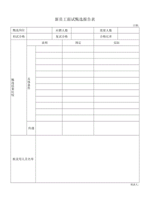 新员工面试甄选报告表.docx