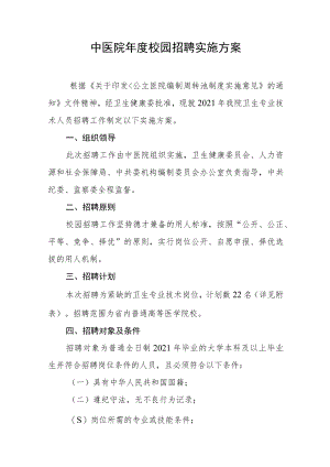 中医院年度校园招聘实施方案.docx
