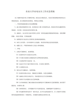农业大学水电安全工作应急预案.docx