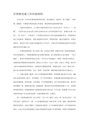 区两新党建工作经验材料 .docx