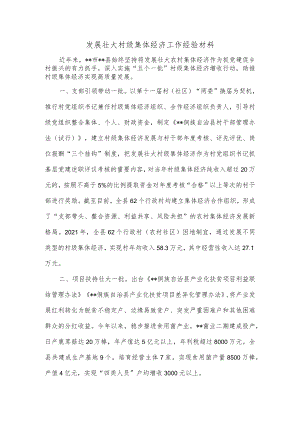 发展壮大村级集体经济工作经验材料.docx