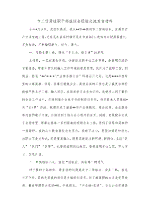 市工信局挂职干部座谈会经验交流发言材料.docx